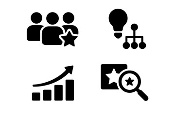 Aufkleber - Collection of web icons featuring people, ideas, organization, growth, and evaluation in a minimalist design style
