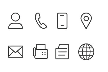 Poster - Collection of web icons representing communication tools and location markers for digital applications