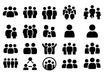 Aufkleber - Collection of diverse web icons depicting groups of people and relationships for design and development use
