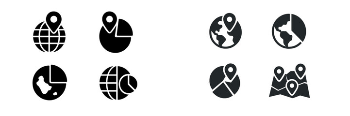 Fototapete - Set of web icons representing geographical locations and mapping symbols for digital applications
