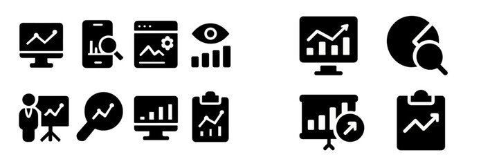 Leinwandbilder - Collection of web icons representing data analysis, charts, and visual representation of statistics