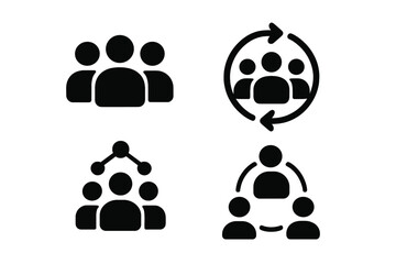 Poster - Collection of various web icons representing community and collaboration concepts in a simple style
