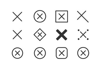 Poster - Collection of minimal web icons featuring various designs of crosses and check marks