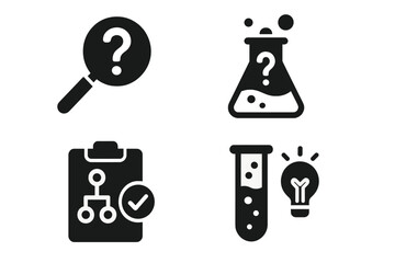 Aufkleber - Collection of web icons representing research, analysis, experimentation, and discovery in technology and science
