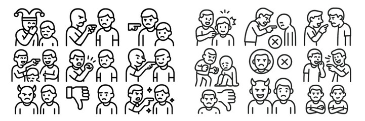 Poster - Collection of expressive web icons depicting various emotions and actions in social interactions and communication scenarios