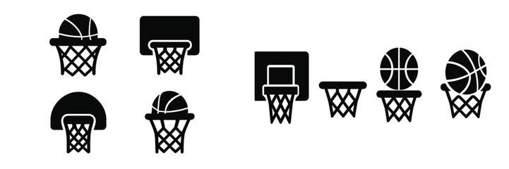 Fototapete - ?? of web icons featuring basketball hoops and balls designed for sports applications and digital projects