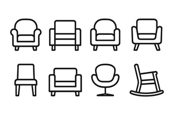 Poster - Set of web icons depicting various chair designs suitable for digital projects in minimalistic style