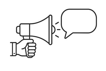 Aufkleber - Collection of web icons showcasing a megaphone and speech bubble for digital communication