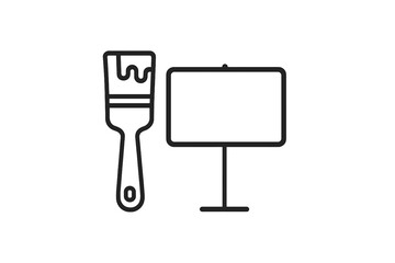 Aufkleber - Set of web icons featuring a paintbrush and a blank sign for design and marketing purposes