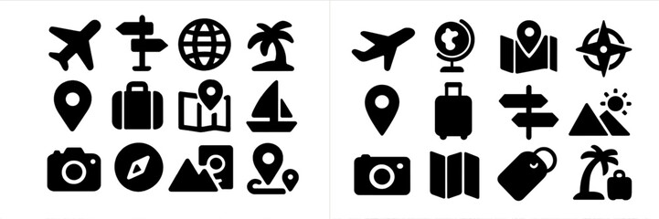 Poster - Web icons representing travel, navigation, and tourism elements for digital use and application design