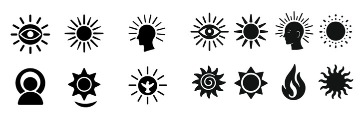 Poster - Set of web icons featuring sun, eye, and face designs suitable for various applications and creative projects