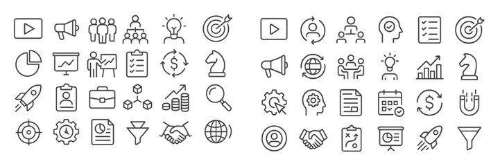Leinwandbilder - Collection of web icons illustrating various digital concepts and tools for networking and business activities