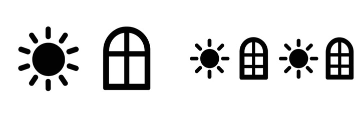 Poster - Set of web icons illustrating sun and window elements for digital design projects