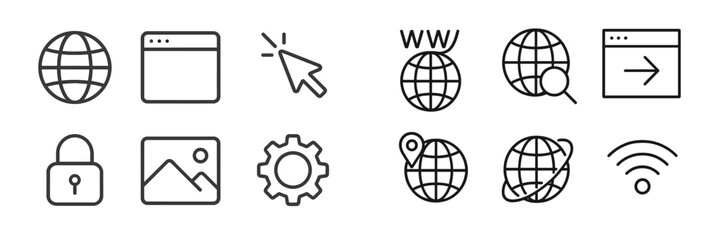 Poster - Collection of web icons showcasing various internet-related concepts and functionalities for digital applications and design
