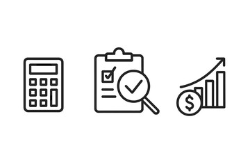 Poster - Collection of web icons illustrating finance, accounting, and data analysis tools in a modern design for digital platforms