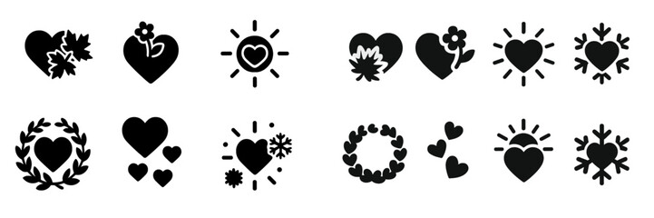 Poster - Collection of web icons featuring various heart designs suitable for digital projects and user interfaces
