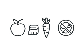 Poster - Collection of web icons representing healthy food choices and dietary restrictions in a minimalistic design