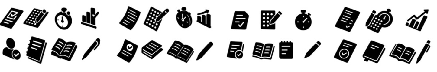 Leinwandbilder - Collection of black web icons representing various business and productivity tools for digital use