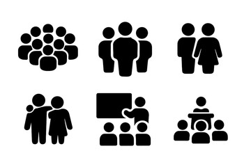 Poster - Collection of web icons featuring diverse group and interaction representations for digital use and design