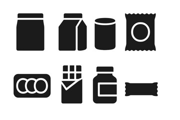 Aufkleber - Set of web icons representing various food and beverage packaging for digital design use