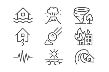 Aufkleber - Set of web icons depicting natural disasters and emergency scenarios for educational and informational use