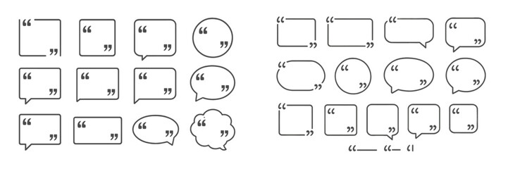 Aufkleber - Collection of minimalist web icons featuring speech bubbles, quotation marks, and dialogue boxes for digital communication