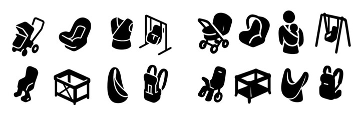 Leinwandbilder - Collection of web icons representing various baby and parenting items for digital design use