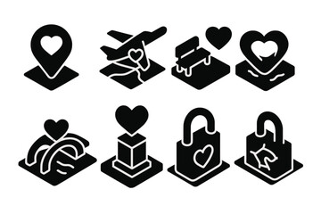 Aufkleber - Collection of web icons featuring heart symbols representing love, connection, and security for digital applications