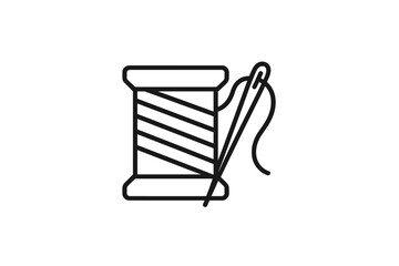 Aufkleber - Set of web icons featuring a spool of thread and needle designed for digital crafting and sewing applications