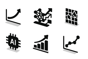 Leinwandbilder - Collection of web icons featuring data visualization, technology, and design elements for digital applications and analytics
