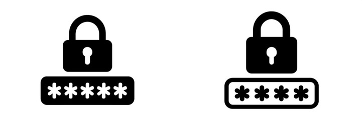 Aufkleber - Set of web security icons showcasing different styles of padlocks and password input fields for digital protection