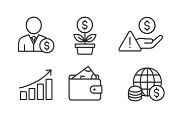 Poster - Collection of web icons representing finance, investment, and growth concepts for digital applications