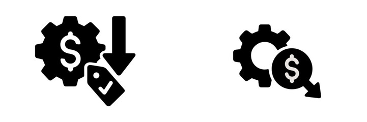 Poster - Collection of web icons featuring price reduction and currency exchange symbols designed for online marketing use