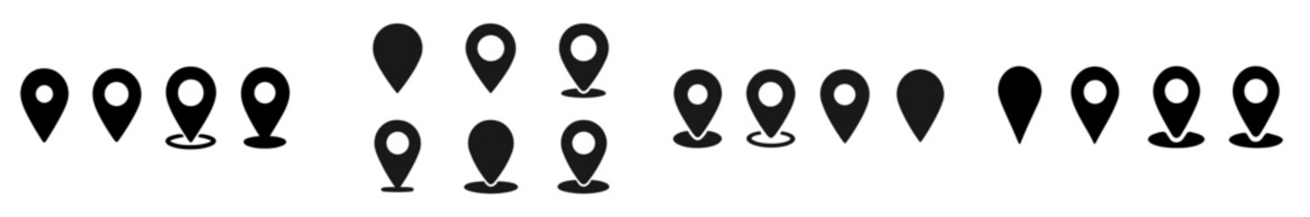 Leinwandbilder - Collection of web icons featuring location markers in various styles and arrangements suitable for digital design use
