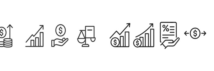 Leinwandbilder - Set of web icons representing finance, investment, and law concepts for digital applications and online platforms