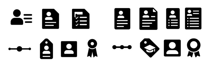 Leinwandbilder - Variety of web icons representing user profiles, documents, and achievements for digital applications