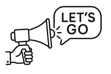 Aufkleber - Megaphone icon with speech bubble saying let's go for motivational purposes in digital design