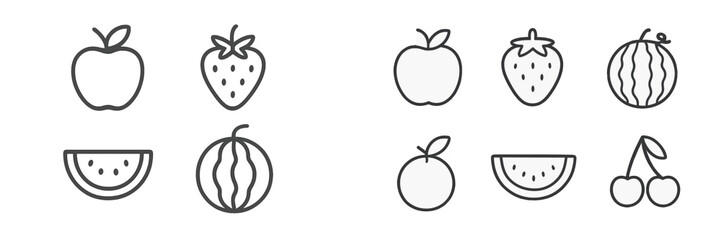 Poster - Collection of simple web icons representing various fruits for digital design projects