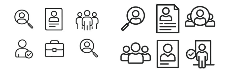 Aufkleber - Set of web icons representing user profiles, team collaboration, and professional engagement for digital platforms