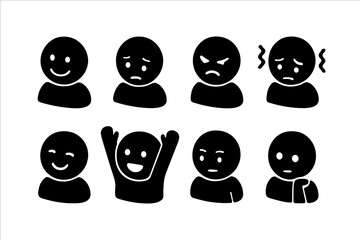 Poster - Collection of diverse web icons representing different human emotions and expressions for digital applications