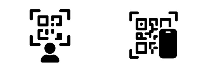 Leinwandbilder - Collection of web icons featuring QR codes and user-centered designs for digital interactions and applications
