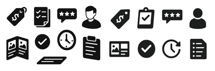 Poster - Collection of web icons including labels, checkmarks, user profiles, and other design elements for digital applications