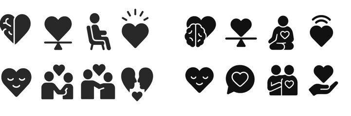 Poster - Diverse collection of web icons representing love, connection, and emotional well-being