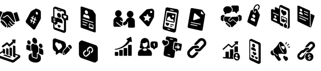 Poster - Collection of modern web icons representing various digital communication and networking concepts