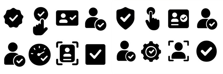 Leinwandbilder - Collection of web icons showcasing user verification, authentication, and profile management in a modern digital interface
