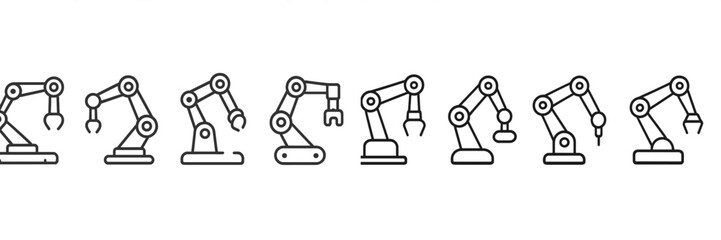 Leinwandbilder - Set of industrial robotic arm web icons for technology and automation applications