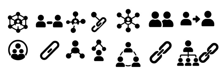 Poster - Set of web icons representing connectivity, collaboration, and social interaction for digital design projects