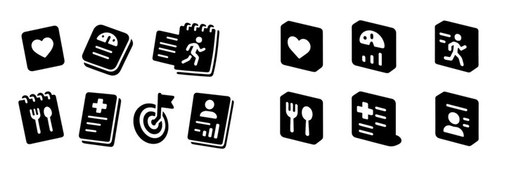 Poster - Collection of web icons representing health, fitness, and lifestyle activities for digital applications
