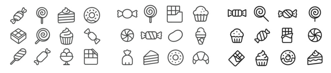 Poster - Collection of web icons featuring various dessert items such as cupcakes, lollipops, and chocolates for digital design projects