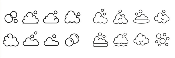 Poster - Collection of simple web icons depicting various cloud and bubble shapes suitable for digital design projects